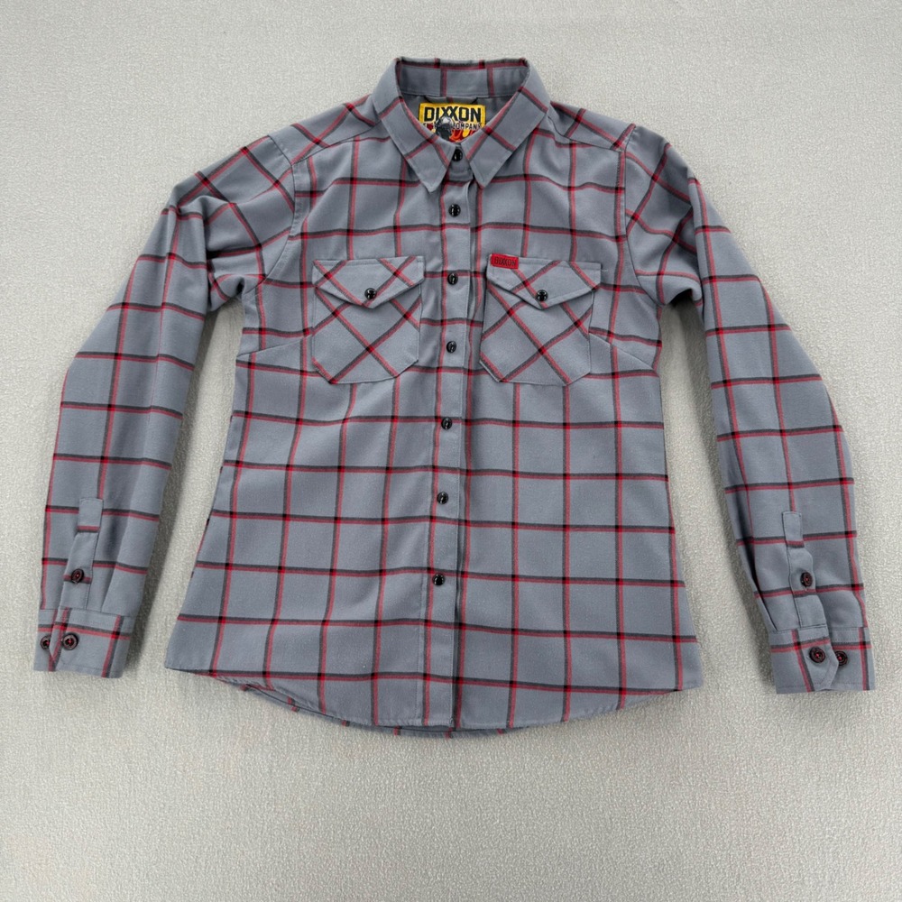 Dixxon Smoke Eater Gray Red Black Plaid Flannel Shirt Firefighter Shirt Women M